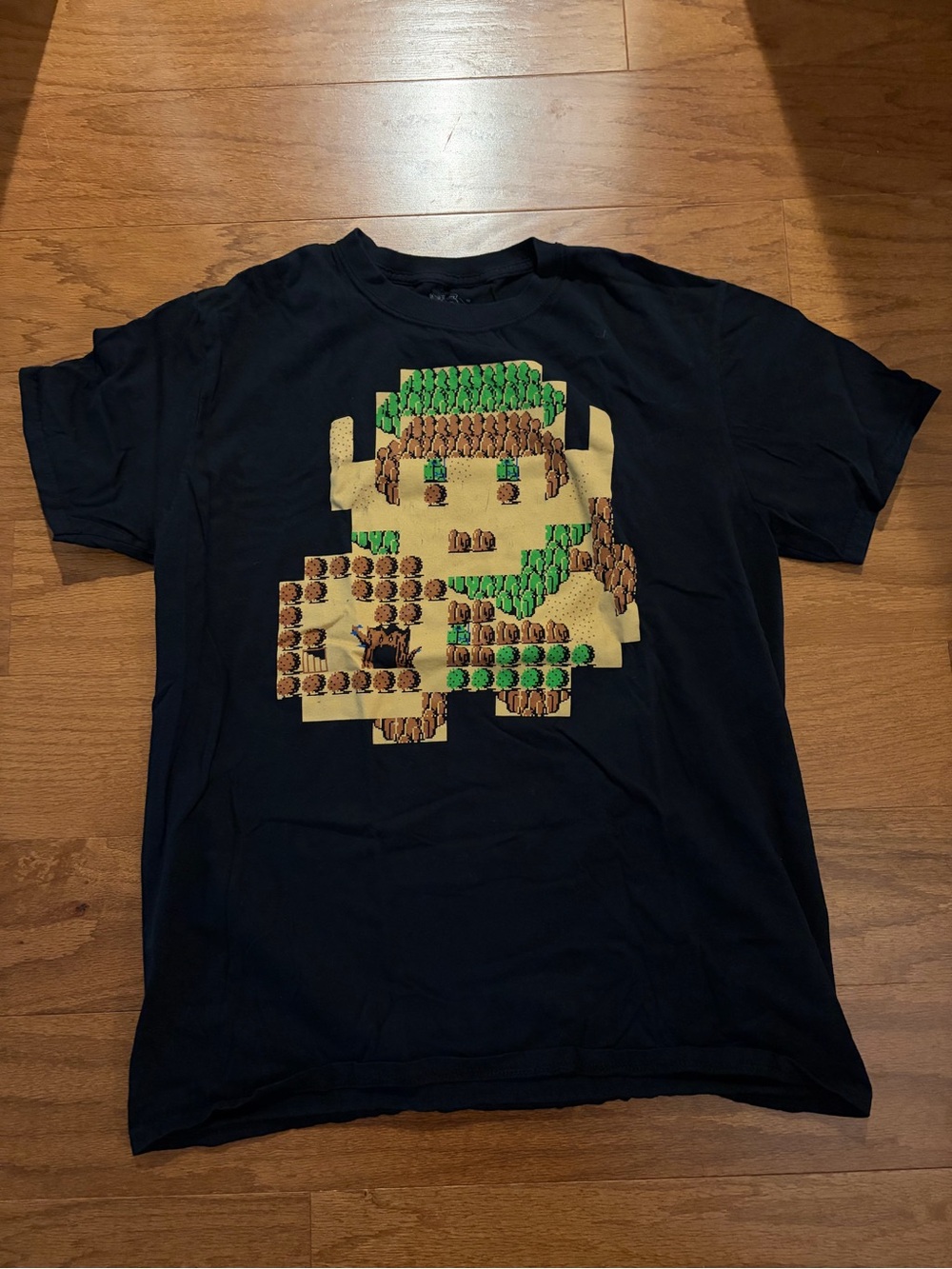 Loot Crate Black T‑Shirt with Pixelated Green and Tan Graphic